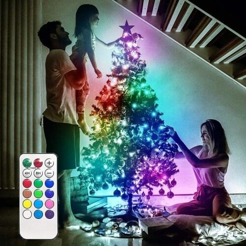 100/200 LED RGB Smart Christmas Tree String Light USB Copper Wire Fairy Garland Light With Remote Wedding Party Twinkle Light