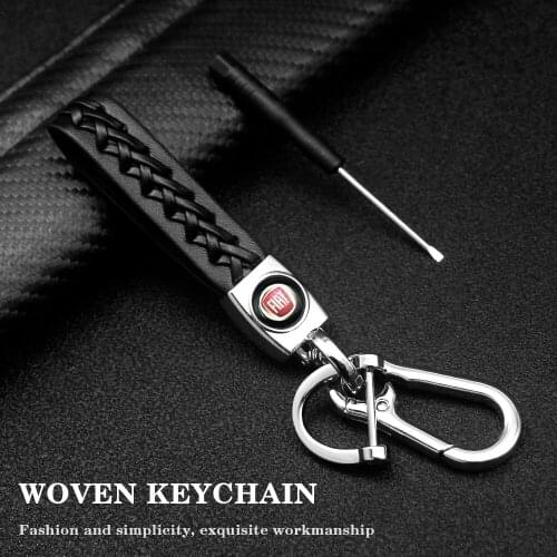 2Pcs Car Key Chains Braided Rope PU Leather Auto Keychain Durable High Quality Fashion Keyring for Fiat Panda Bravo Punto Linea