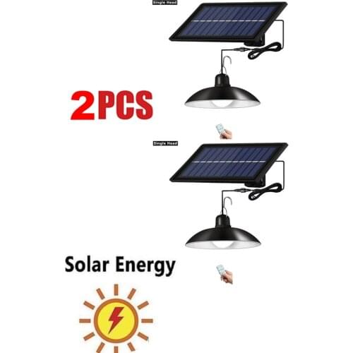 2pcs remote 30 led 2 head Retro Lampshade Solar Pendant Chandelier solar Lamp Wall Light Outdoor Courtyard Garden Garage Securit