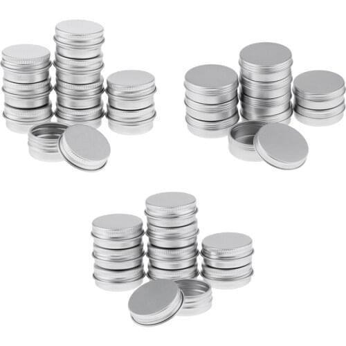 30pcs Aluminum Cans Screw Top Round Metal Lip Balm Tins Containers with Lids