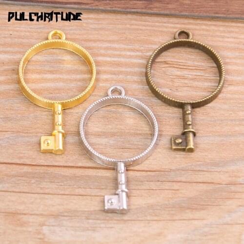 6pcs 25*46mm Three Color Alloy Jewelry Accessories Article For Balloon Charm Hollow Glue Blank Pendant Tray Bezel