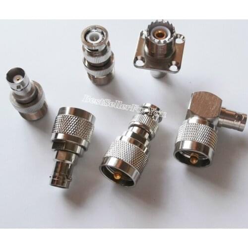 6Pcs/Kit UHF SO239 PL259 Male SL16 PL-259 SO-239 Jack To BNC Q9 Female Plug RF Adapter Connector