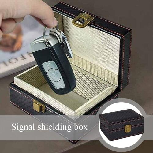 PU Leather Anti Theft Faraday Box Car Keyless Signal Blocker RFID Faraday Key Fob Protector Prevent Your Key Fob For Privacy