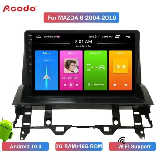 ACODO 2G RAM+16G ROM Android 10.0 Car Radio Multimedia Player For Mazda 6 2004-2010 Navigation GPS 2 din