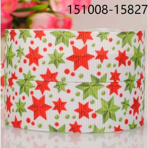 Free shipping50 yards 7/8 " 22 mm star print grosgrain tape cartoon ribbon merry Christmas for party decoration