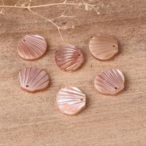 Natural Shell Loose Beads Fan-shaped Pink AB Color About 11mm x10mm - 10mm x9mm, Hole:Approx 0.5mm, 2 PCs
