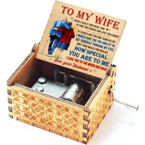 Hand Crank Wooden Engraved Music Box -You are My Sunshine, Gift For Wife From Husband - I Love You