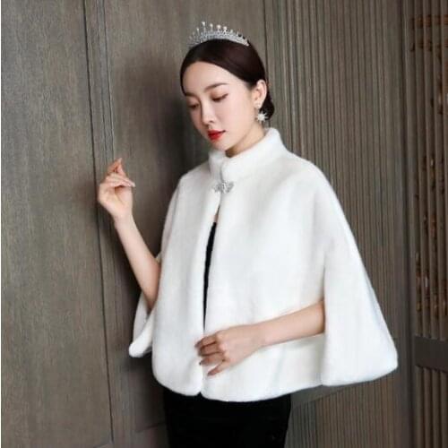 Elegant Fashion Women Winter Faux Fur Bridal Wedding Shawl Warm Wraps Shrug Stole Bolero Jacket Coat