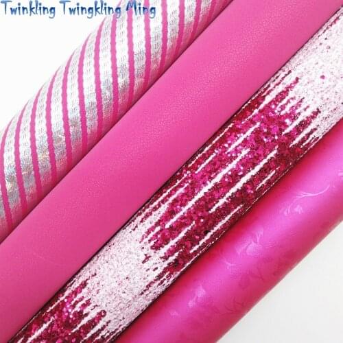 Gradiant Glitter Leather Fabric , Stripes Printed Faux Fabric Synthetic Leather Fabric For Bow 21x29CM Twinkling Ming KM408