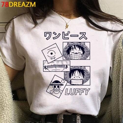 Kawaii One Piece Luffy T Shirt Women Funny Cartoon Summer Tops T-shirt Harajuku Japanese Anime Graphic Tees Unisex Tshirt Female