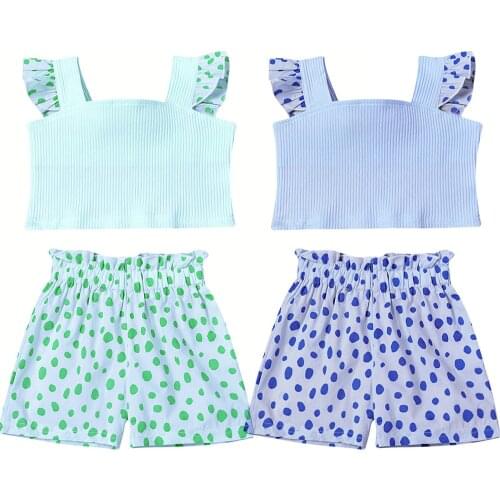 Two Pieces Cotton Girls Clothing Sets Summer Vest Sleeveless Children Sets Fashion Girls Clothes Suit Casual Floral Outfits 1-5T