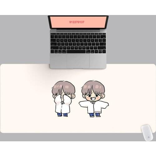 90x40cm Large HD Cute Cartoon Boy Twins Pattern Office Computer Desk Mat Laptop Cushion Desk Non-slip Mat Gamer Mousepad Mat