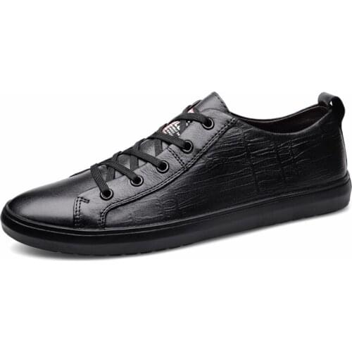 Spring Summer Genuine Leather Fashion Casual Sneakers Mens Wild Lightweight Breathable Flat Shoes Non-slip Board Shoe