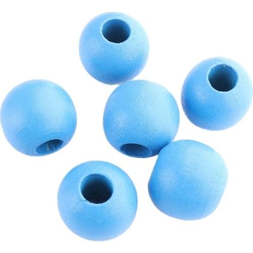 18mm Round Blue Wooden Beads Ecofriendly wood Loose bead Spacer ball For DIY Jewelry necklace Bracelet craft Making Replacement