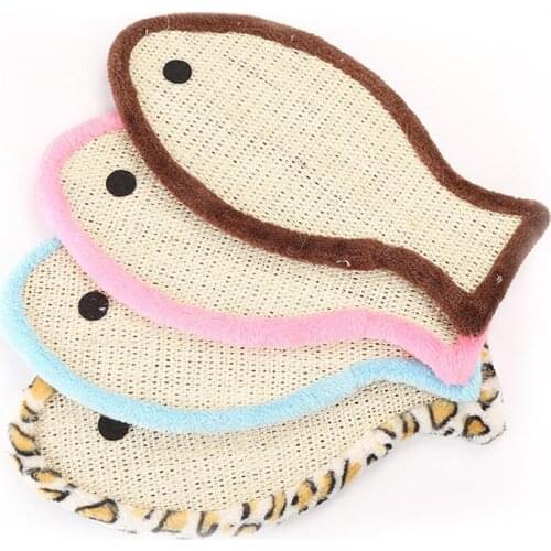 Legendog 1pc Bite Resistant Fish Shape Cat Scratcher Toy Funny Natural Sisal Kitten Scratching Pad Cat Scratch Mat Pet Supplies
