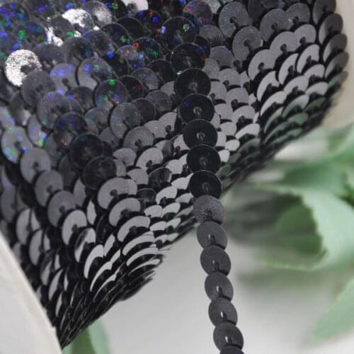 10Y Black Color Sequin Ribbon Spangle Lace Sewing Decoration Wedding Embroidery Trim Diy S06
