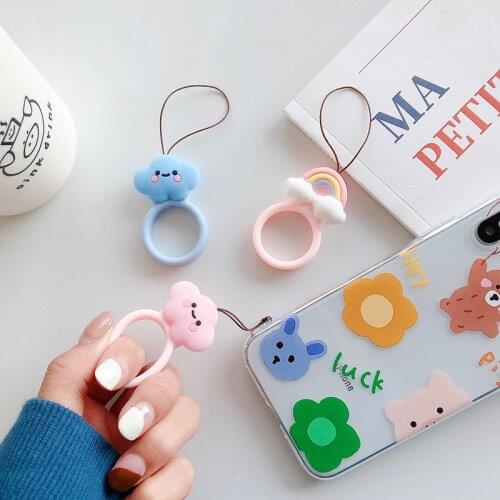 Cute Cartoon cloud Phone Strap Silicone Pendant Mobile Phone Straps Lanyard Finger Ring Strap Key Ring Mobile Phone Accessories