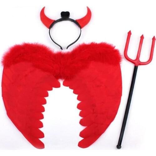 New Devil Feather Wings Headband Wand Sticks Set Cosplay Costume Props Kids Adults Party wedding birthday Halloween Christmas