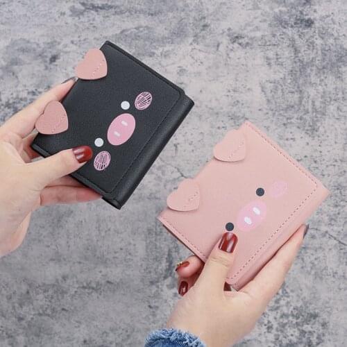 New Women Cute Pink Wallets Pocket Purse Card Holder Cartoon Pig Design Wallet Lady Female Fashion Short Coin Burse Money Bag
