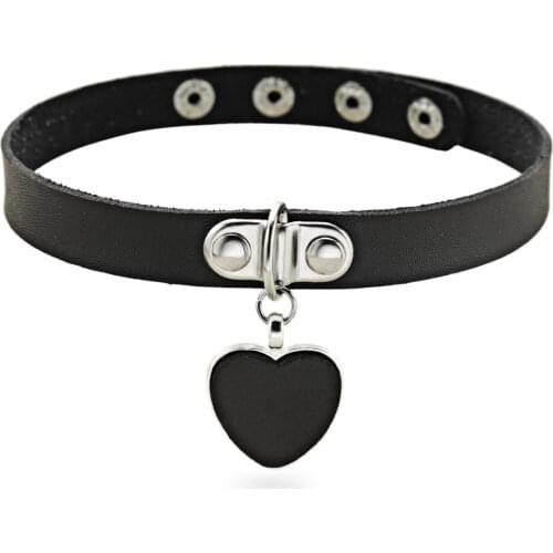 Exquisite Black Heart Pendant Choker Necklaces Neck Restraints Collar PU Leather Punk Gothic Choker collares jewelry DX626