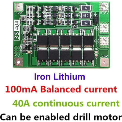 3S 40A Iron Lithium Battery Charger Protection Board with Balance PCB BMS For Drill Motor 9.6V 10.8V Lipo Cell Module