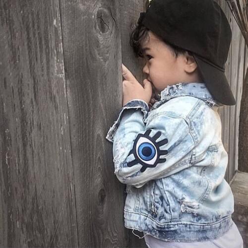Baby Girls Denim Coats Vintage Jeans Jackets for Girl Toddler Denim Jackets Big Eyes Embroidery Kids Boys Denim Jacket Outerwear