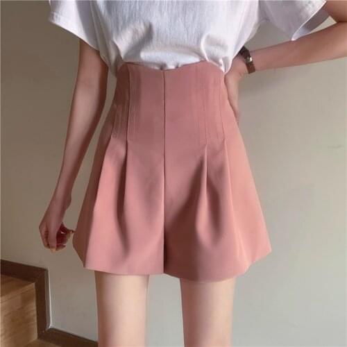 Pleated Shorts Women Straight High Waist Casual Soft Trendy Girls Harajuku Trousers Summer Femme Elegant Ulzzang Clothing Pants