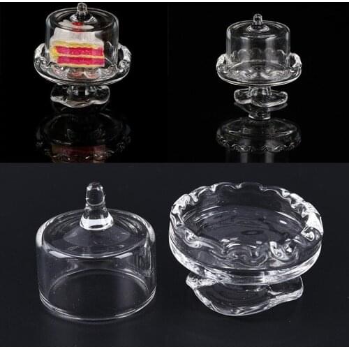 Mni 1:12 Dollhouse Miniaturas Furniture Transparent Glass Dessert Fruit Tray Dollhouse Miniatures Accessories Not Included Cake