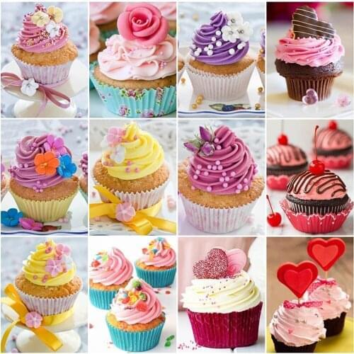 Full Square/round Drill Diy Diamond Painting Cup Cake Dessert 5D Diamond Embroidery Mosaic Kitchen Decor Wall Art Pictures