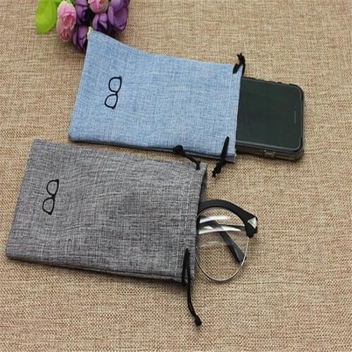 Portable Glasses Eyewear Box Case Bags Metal Linen Display Solid Color Large Capcaity Fashion Glasses Protective Organizer