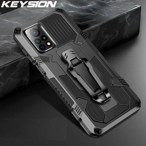 KEYSION Shockproof Armor Case for Xiaomi Mi 10T 10T Pro 5G Stand PC+ Silicone Phone Back Cover for Xiaomi Mi 10T Lite 5G