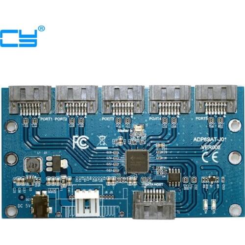 SATA 1 to 5 Hub PM Router Port Multiplier Riser Card Splitter Storage Adapter JMB321 chipset