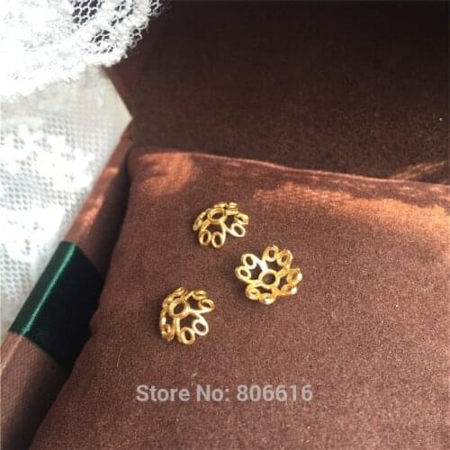 " Fake One Penalty Ten " 8MM 30Pcs/6G "18K Gold Plated" 925 Sterling Silver Jewelry Bead Caps Jewelry Findings Accessories