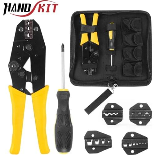 Handskit Wire Crimper Pliers Screwdriver Tool With 4 Replaceable Terminal Multi Functional Wire Stripper Cutter Pliers