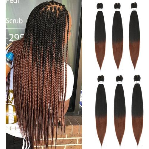 Synthetic Ombre Brown Pre Stretched Braiding Hair Wholesale Easy Professional Braid Hair For Women Yaki Texture Hair Extensions