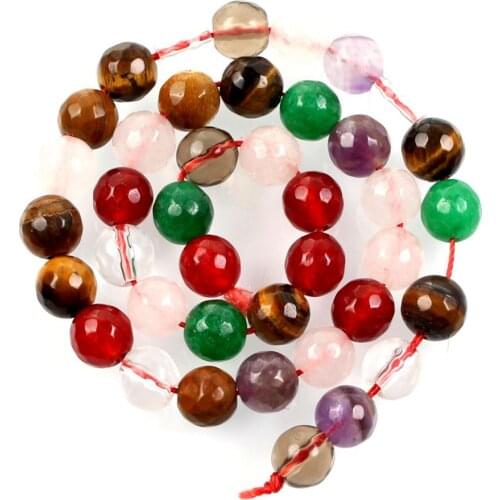 Natural Stone Faceted Mixed Charm Mixing Round Loose Beads For Jewelry Making Needlework Bracelet DIY Strand 4/6//8/10/12MM