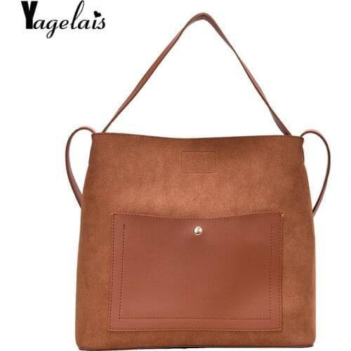 Messenger bag Women Bucket Shoulder Bag large capacity vintage Matte PU Leather lady handbag Luxury Designer bolsos mujer Black