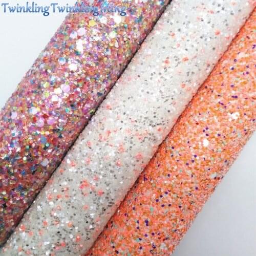 Mixed Colors Glitter Fabirc, White glitter Leather Fabric, Synthetic Leather Fabric Sheets For Bow A4 8"x11"Twinkling Ming XM436