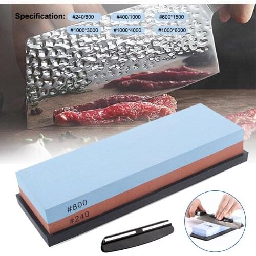 Knife Sharpening Stone Bamboo Base Angle Guide Whetstone White Fused Alumina Dual Side Professional Safe Knife Kit