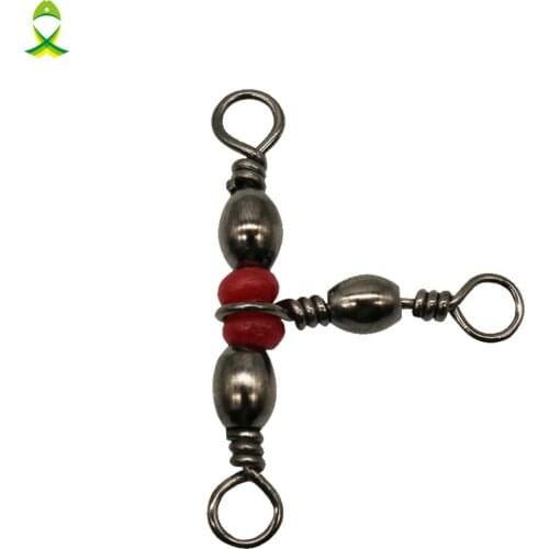 JSM 10 pcs/lot Triple Fishing Swivels for Fishhook jigging Lure brass fishing Connectors accessories