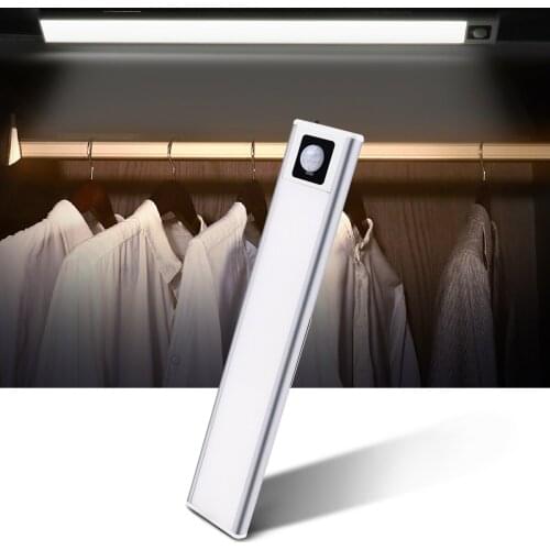 Ultra-thin 20/40CM PIR Motion Sensor LED Kitchen Cabinet Light USB Recharge Wall lamp Portable Night light For Wardrobe Cupboard