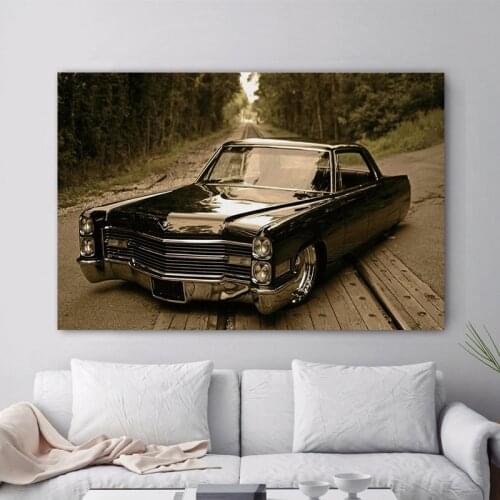 Oldtimer Vintage Car Vehicle Artwork Canvas Painting Car Posters Cuadros Wall Art for Living Room Home Decor (No Frame)