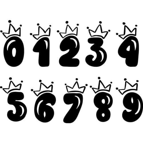 RuleMylife Vintage Cute Number With Crown Vinyl Car Stickers Decorate For Volkswagen Bmw E46 Or Helmet, Door, Mailbox And Others