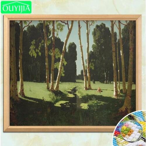 World Famous Painting "The birch grove" 5D DIY Diamond Painting Square Diamond Embroidery Rhinestones Mosaic Decoration Picture