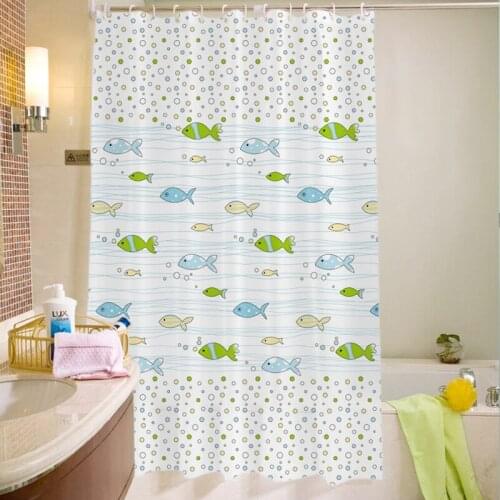Fish Pattern Bathroom Curtain Mildew Waterproof Shower Curtains Modern Cartoons Bathtub Partition Curtain Home Bath Decor