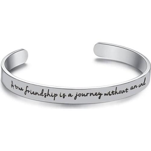 Mesinya Opening Bracelet 316L Stainless Steel Woman Inspirational Message Cuff Letters Bracelets Bangle
