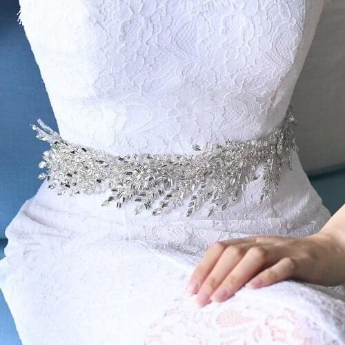 ZMSH312 Diamond Rhinestone Belts for Dresses Belt Silver Waist Belts Sparkle Belts for Women Dress Belt Flowers for Dresses