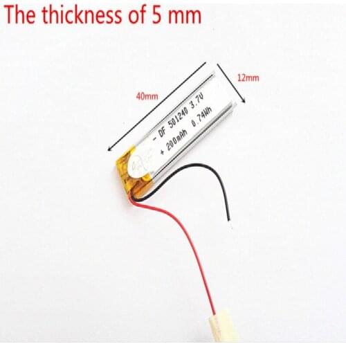1pcs 3.7V 200mAh 501240 Lithium Polymer Li-Po li ion Rechargeable Battery cells For Mp3 MP4 MP5 GPS mobile bluetooth
