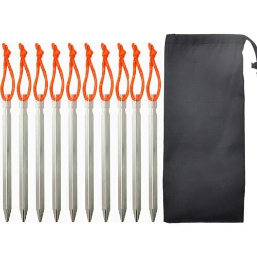 10 PCS 18cm Outdoor Tent Stakes with Rope Tent Accessories Camping Equipment Outdoor Travel Tent Pegs Nail