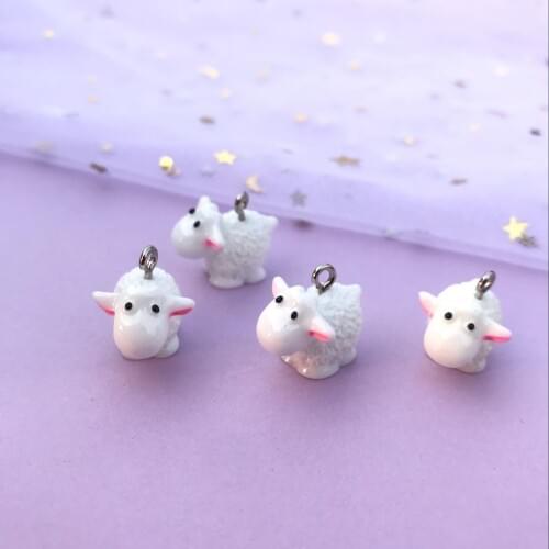 20*15mm 10pcs mini small animals sheep charms flat back resin charms necklace pendant keychain charms for DIY decoration